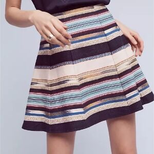 Chloe Oliver Anthropologie Hayley Striped Gored High Waisted Mini Skater Skirt